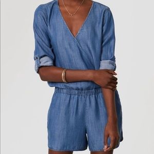 Loft chambray wrap romper